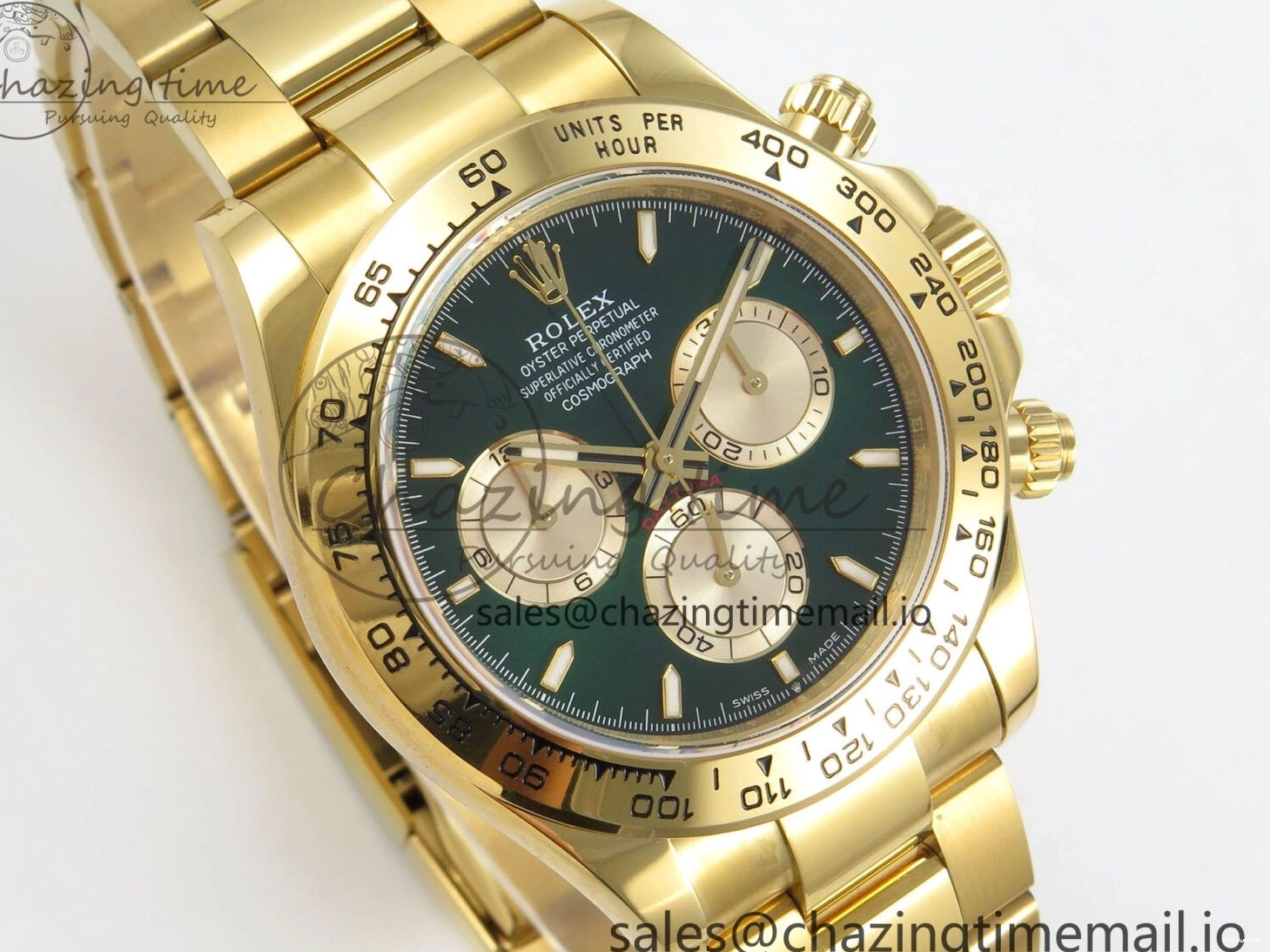 1:1 Edition V6（Gain YG Dial Weight） QF Daytona Best SH4131 Green On 126508 Markers Bracelet Stick 0105